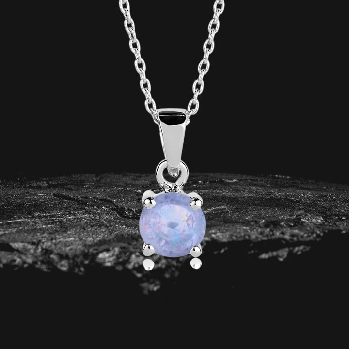Brilliant Birthstones Pendant October featuring a sterling silver chain with rhodium plating and a round October birthstone gemstone, designed for women’s jewelry collection.