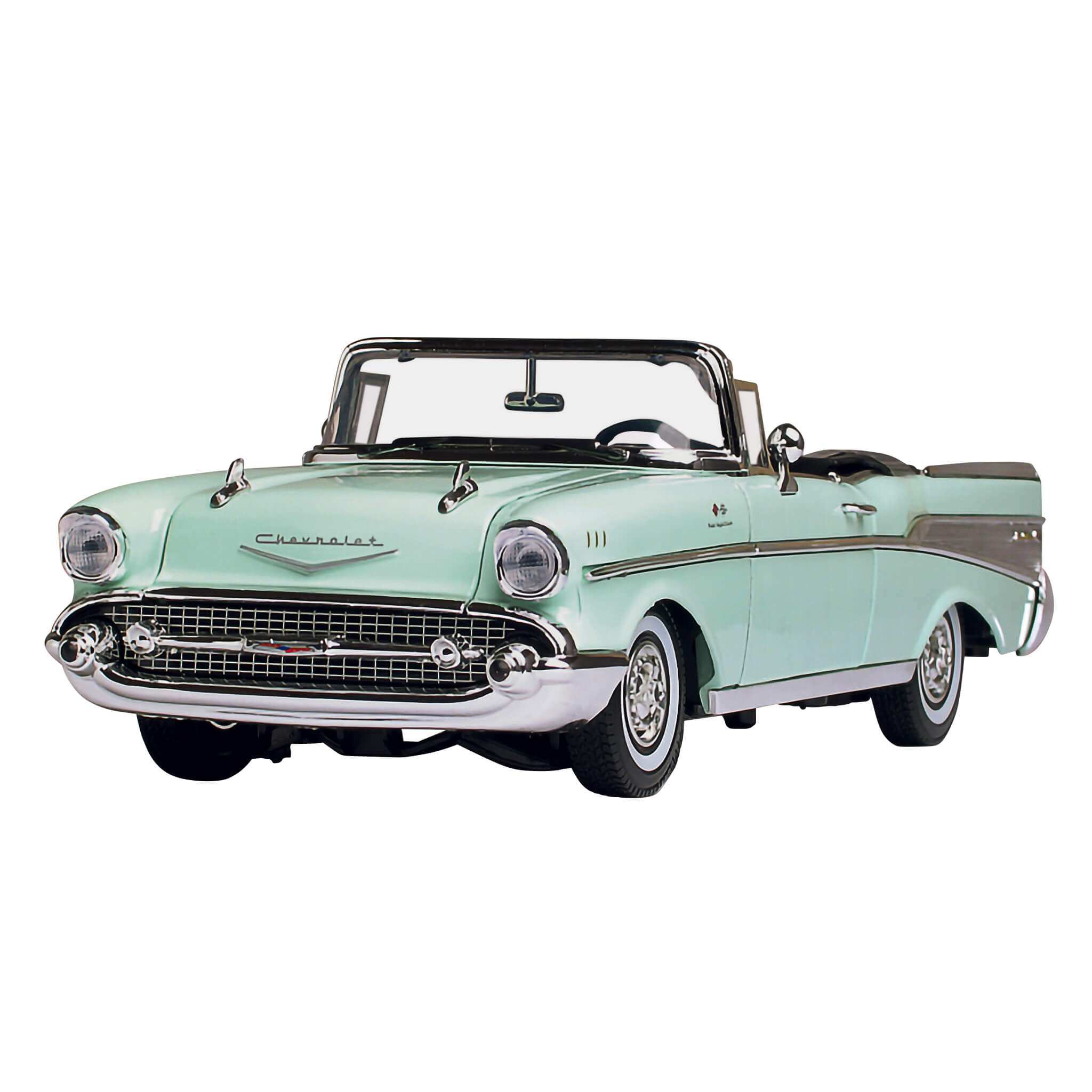 Classic 1957 Chevy Bel Air - Surf Green convertible showcasing iconic vintage design and chrome detailing, available now Up To 75% Off Retail.
