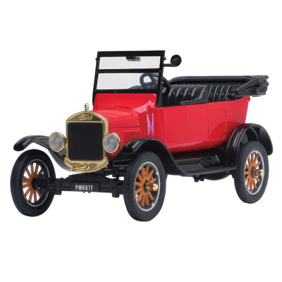 1925 Ford Model-T Runabout Red vintage open-top car model with black fenders, brass grille, wooden-spoke wheels, and classic detailing, Up To 75% Off Retail