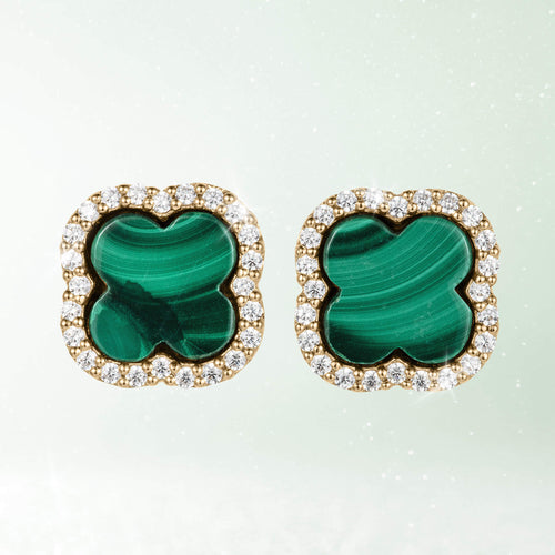Daniel Steiger Fortuna Clover Malachite Earrings