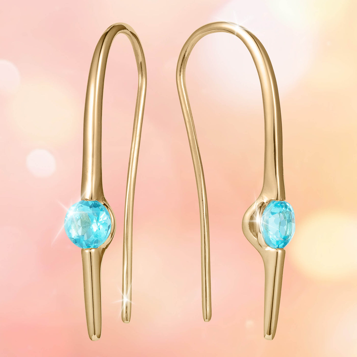 Serene Swiss Blue Topaz Threader Earrings