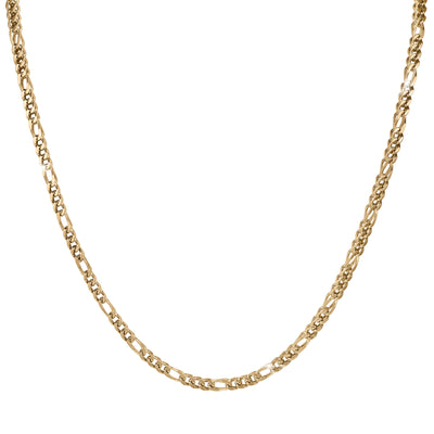 Gold chain necklace with an intricate woven link design displayed against a clean white background