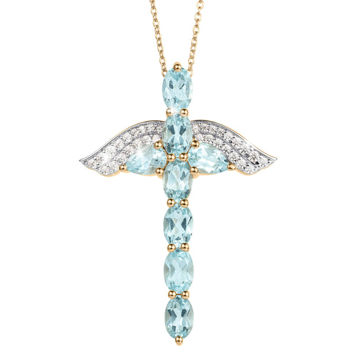 Daniel Steiger Angel Wings Topaz Cross Pendant