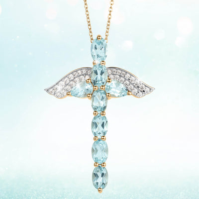 Daniel Steiger Angel Wings Topaz Cross Pendant