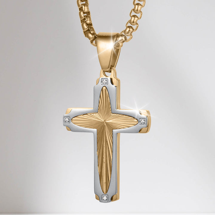 Guiding Light Cross Pendant gold and silver cross jewelry with textured center and sparkling accents Up To 75% Off Retail