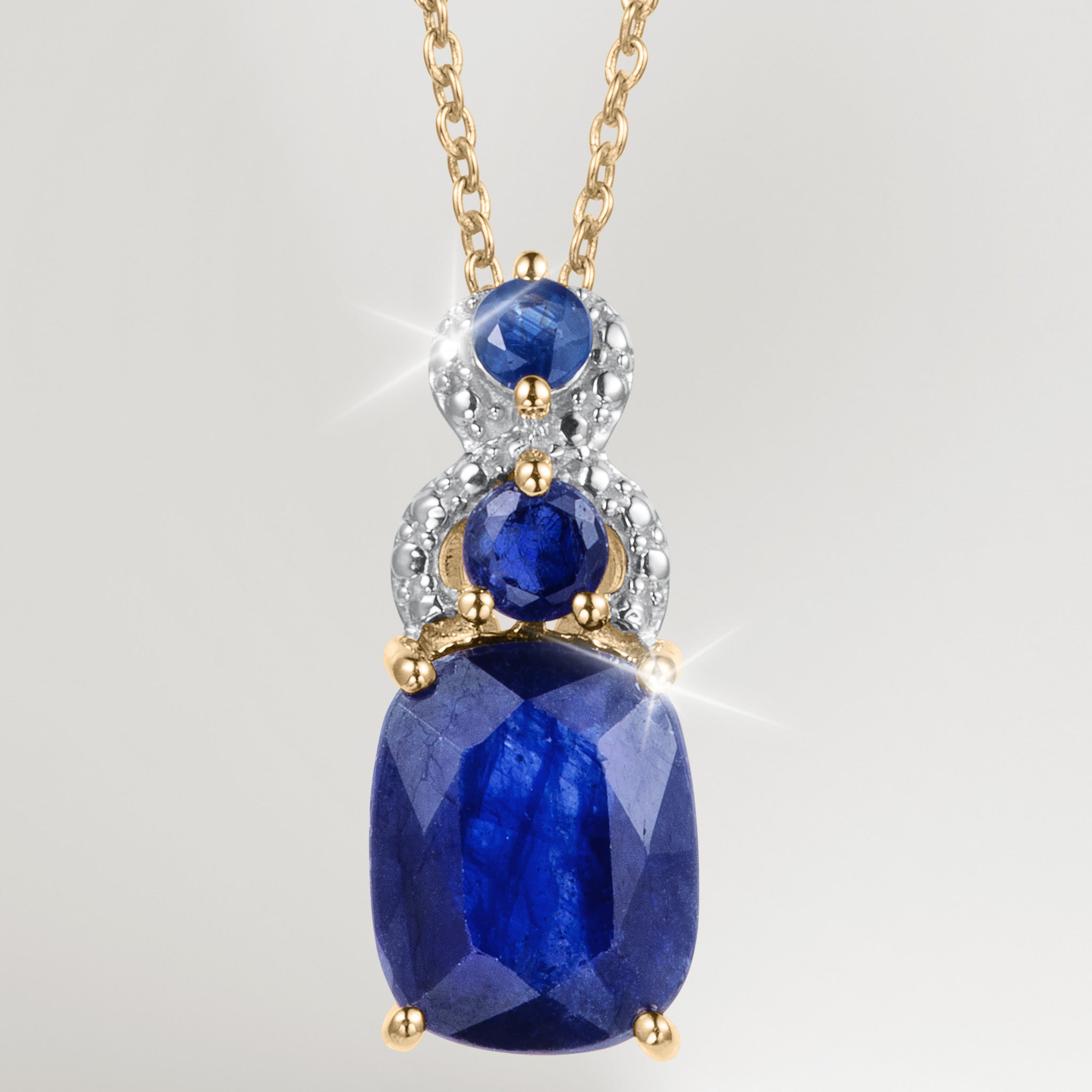 Elara Sapphire Collection blue sapphire pendant necklace with faceted gemstones and gold chain Up To 75% Off Retail
