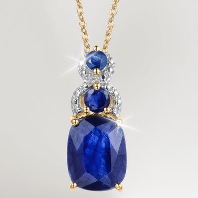 Elara Sapphire Collection blue sapphire pendant necklace with faceted gemstones and gold chain Up To 75% Off Retail