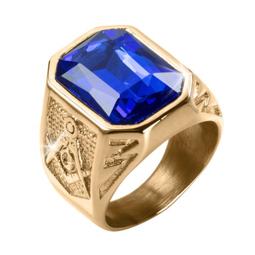 Daniel Steiger Golden Masonic Blue Men’s Ring