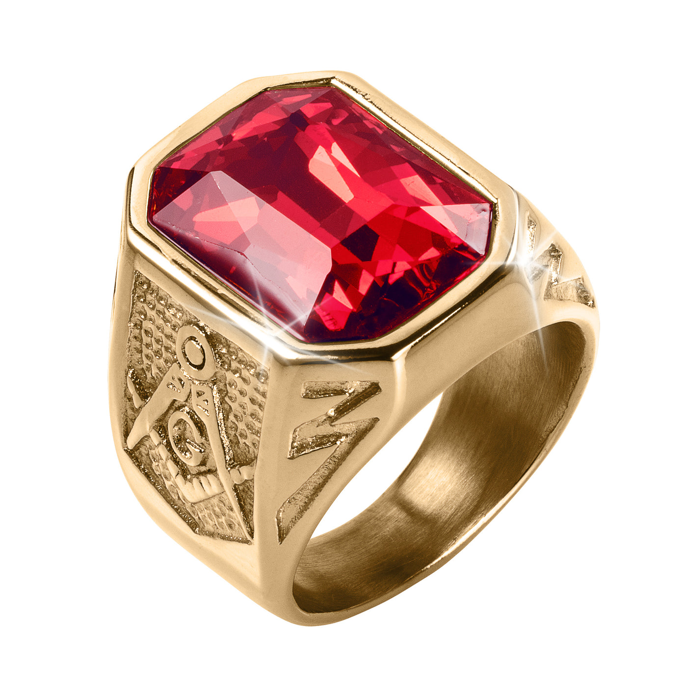 Daniel Steiger Golden Masonic Red Men’s Ring