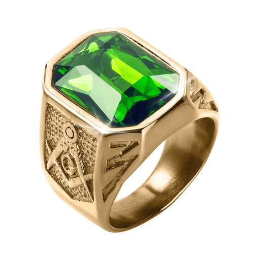 Daniel Steiger Golden Masonic Green Men’s Ring