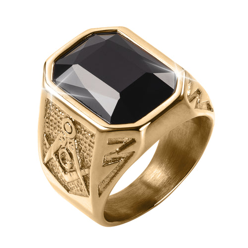 Daniel Steiger Golden Masonic Black Men’s Ring