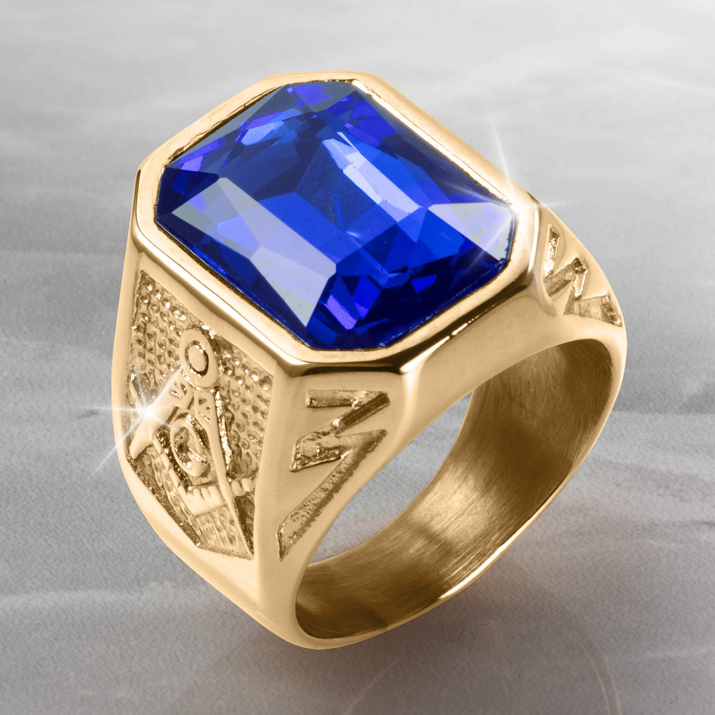 Daniel Steiger Golden Masonic Blue Men’s Ring