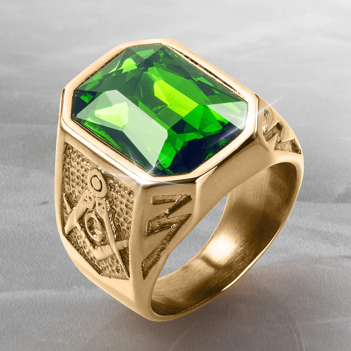 Daniel Steiger Golden Masonic Green Men’s Ring