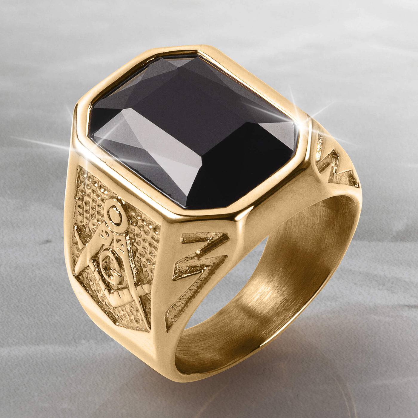 Daniel Steiger Golden Masonic Black Men’s Ring