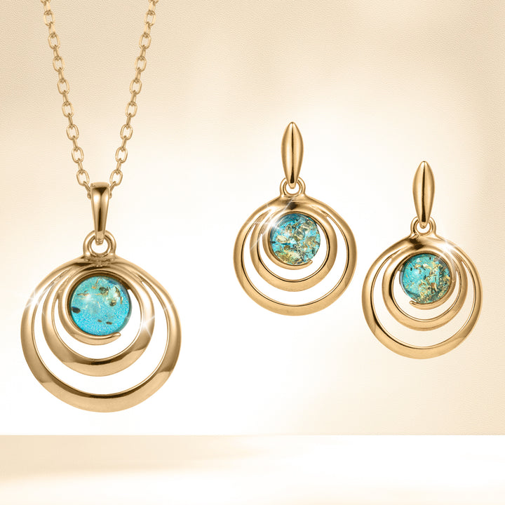 Baltic Lagoon Collection gold tone necklace and matching earrings with turquoise blue stones Up To 75% Off Retail