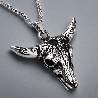 Longhorn Skull Steel Pendant