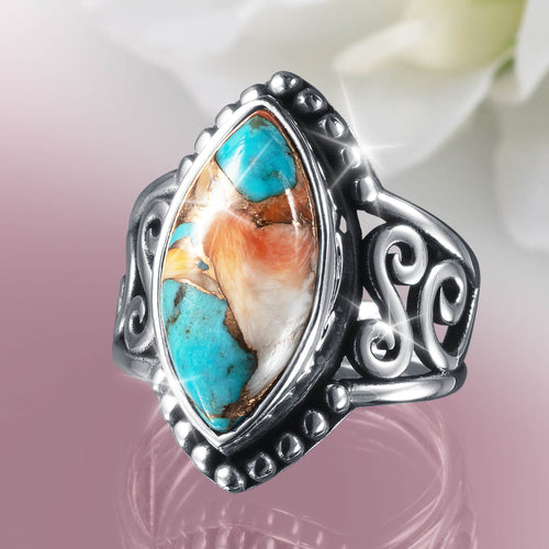 Daniel Steiger Pacific Turquoise & Spiny Oyster Ladies Ring