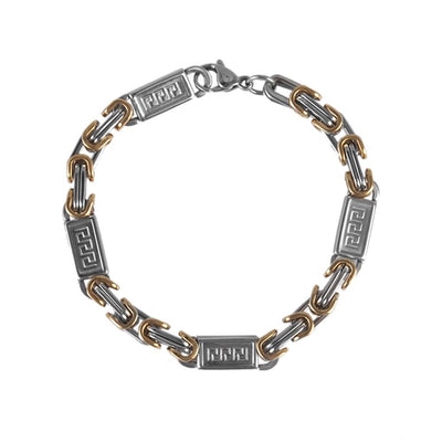 Rhodes Two-Tone Bracelet featuring stainless steel construction with stylish two-tone plating, designed for men as a sophisticated jewelry accessory.