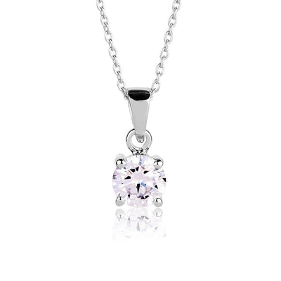 Brilliant Birthstones Pendant April featuring a sparkling round gemstone set in sterling silver with rhodium plating, designed for women’s elegant jewelry collections.