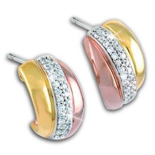 Love, Now, Forever Earrings crafted from sterling silver with two-tone plating featuring a row of sparkling stones, designed for a sophisticated female jewelry collection.