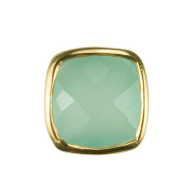 Dream Gems Earrings Green Quartz featuring a polished green quartz stone set in gold-plated sterling silver, designed for women’s elegant jewelry collections.
