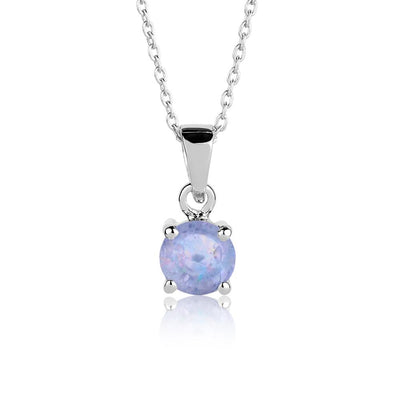 Brilliant Birthstones Pendant October featuring a round lavender birthstone set in sterling silver with rhodium plating, designed for women’s jewelry collections.