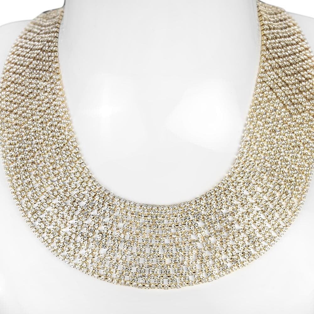 Riviera Gold Necklace featuring intricate gold plating over white base metal, designed for female jewelry lovers seeking a luxurious and elegant statement piece.