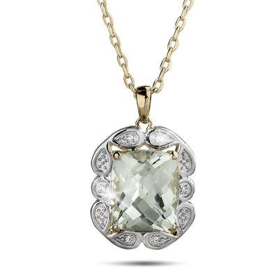Enchanted Amethyst Pendant featuring a large rectangular amethyst gemstone set in sterling silver with gold plating, hanging from a delicate gold chain, designed for women.