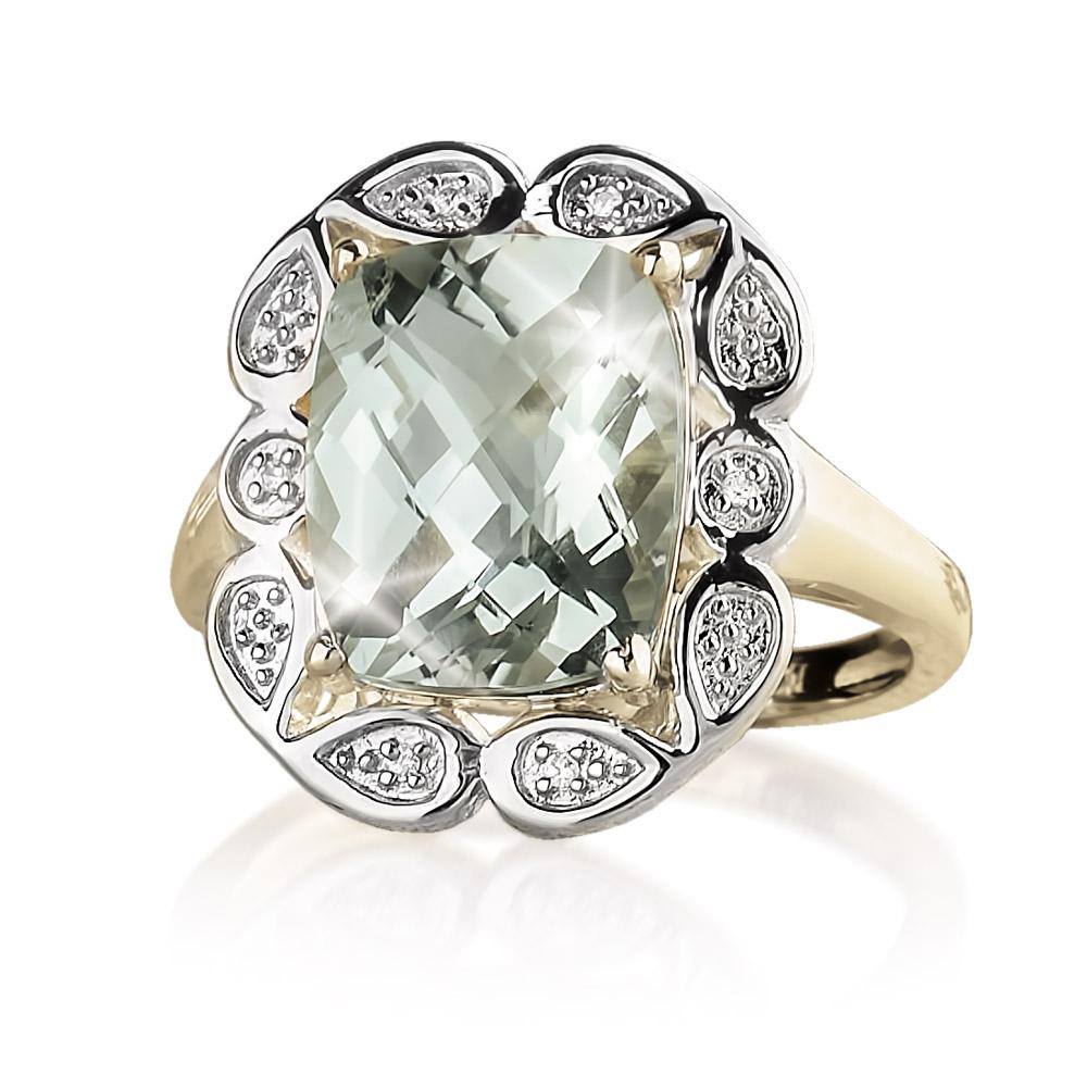 Enchanted Amethyst Ring featuring a large multifaceted pale amethyst gemstone set in sterling silver with gold plating, designed for a sophisticated female style.