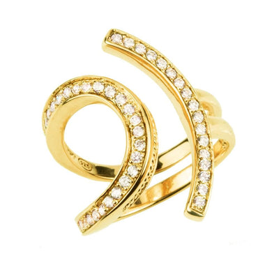 Lola Ring Gold featuring sterling silver with gold plating and an elegant design adorned with sparkling clear stones, perfect as a female jewelry ring accessory.