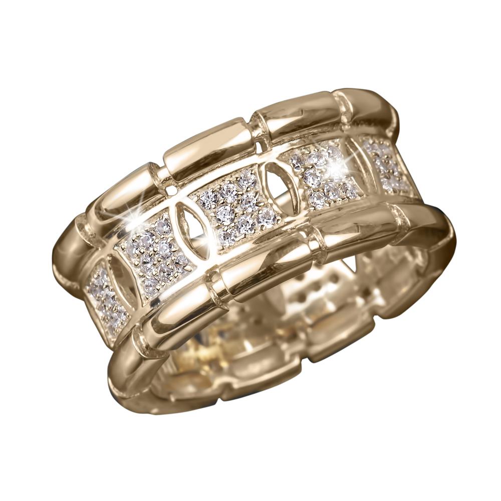 Monteray Men's Ring featuring a gold-plated sterling silver band with sparkling embedded stones, designed for elegant men's jewelry collections.