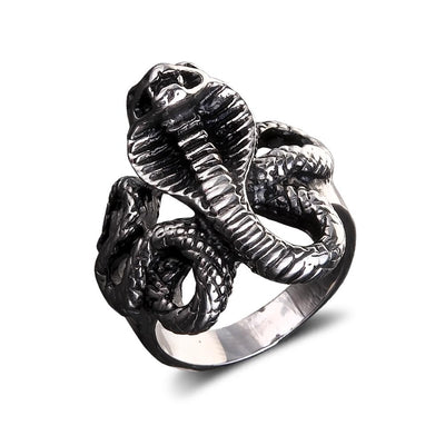 Venom Men's Steel Ring featuring a detailed stainless steel cobra design, perfect for men who appreciate bold and unique jewelry statements.